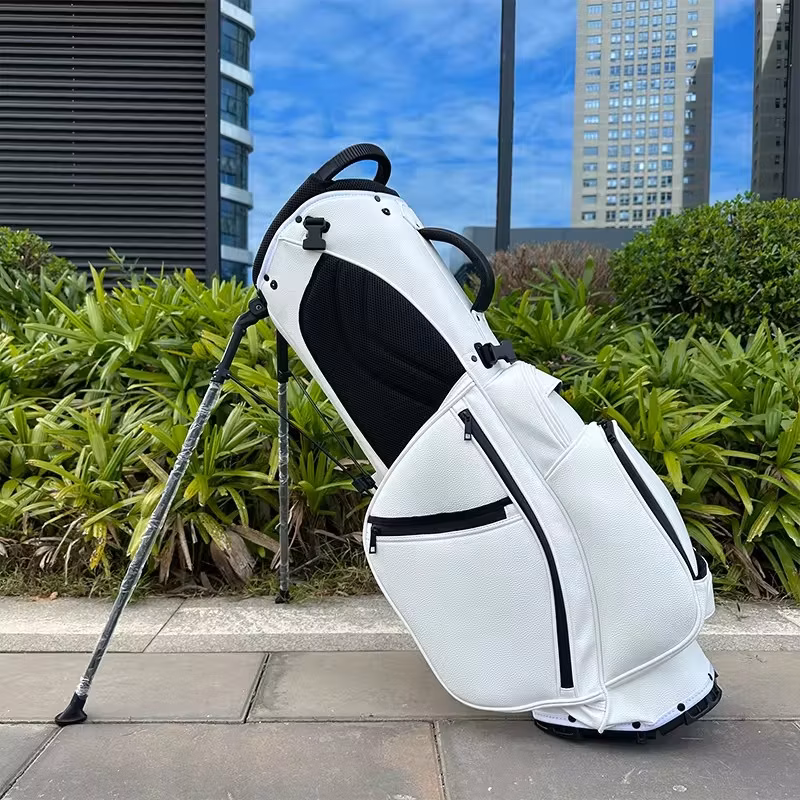 Factory White Black PU Leather Custom Logo Golf Carry Bag Portable Embroidery Golf Stand Bag