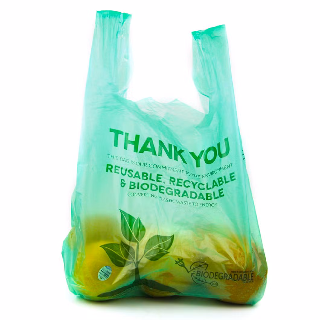 Customized High Quality Plastic Bags T-Shirt Bag Biodegradable Cornstarch PLA Pbat HDPE/LDPE Custom Eco Friendly Shopping Bag