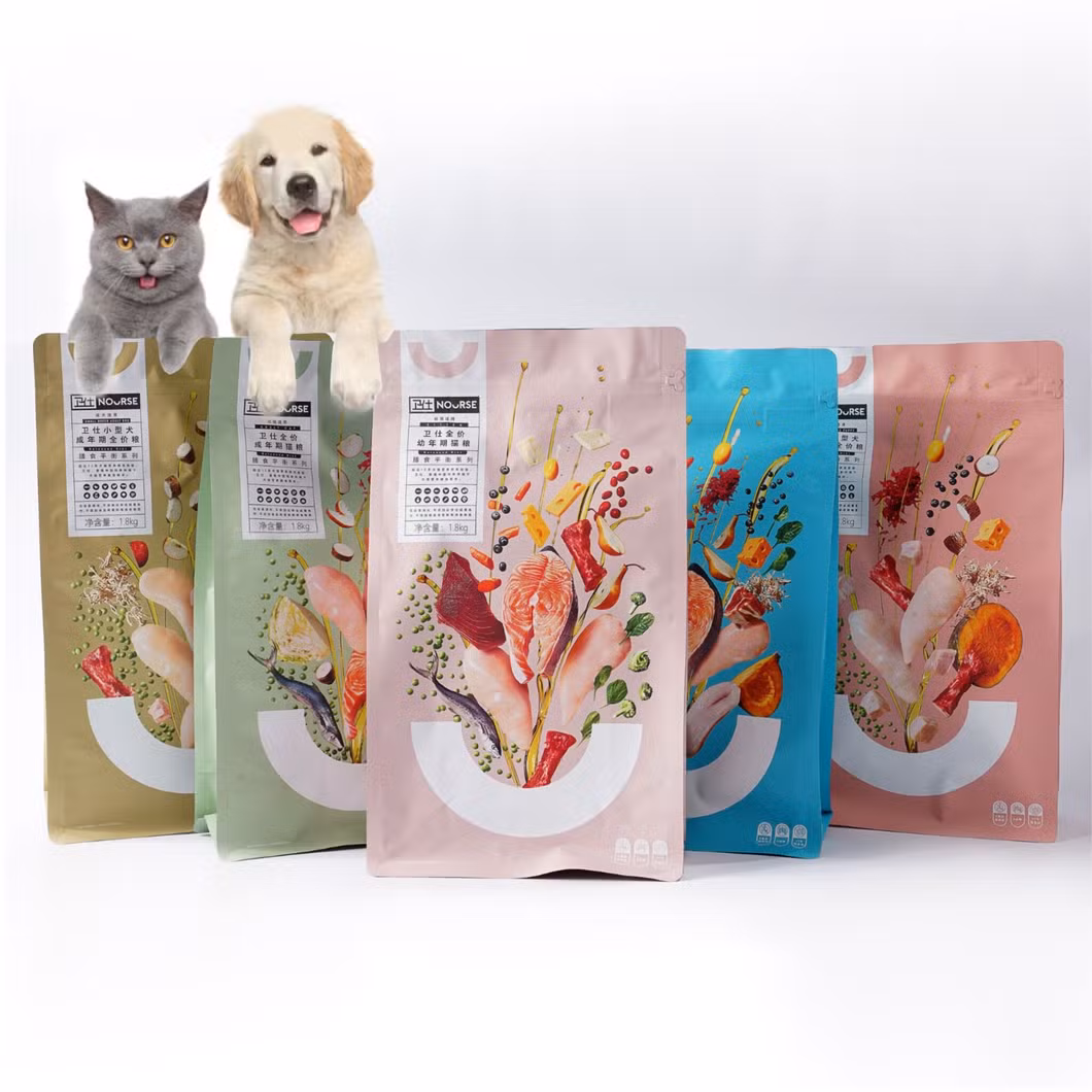 Aluminum Foil Eco Friendly Pet Dog Cat Animal Dried Fruit Coffee Zip Lock Flat Bottom Zipper Food Plastic Paper Packaging Stand up Pouch Bag