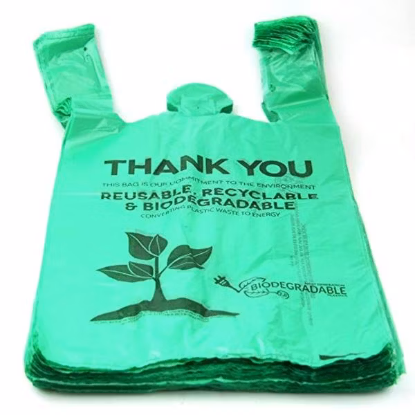 Customized High Quality Plastic Bags T-Shirt Bag Biodegradable Cornstarch PLA Pbat HDPE/LDPE Custom Eco Friendly Shopping Bag