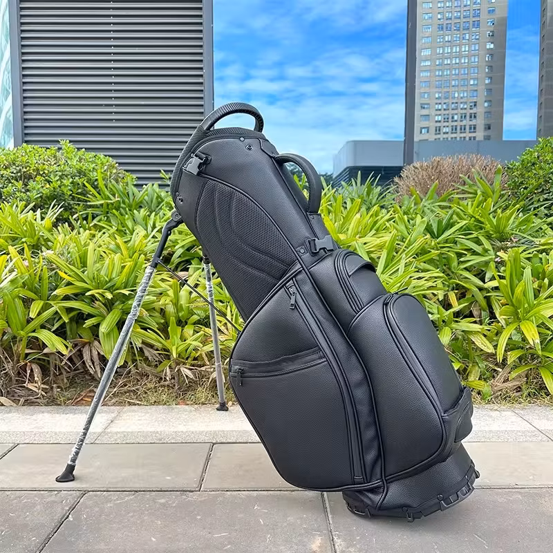 Factory White Black PU Leather Custom Logo Golf Carry Bag Portable Embroidery Golf Stand Bag
