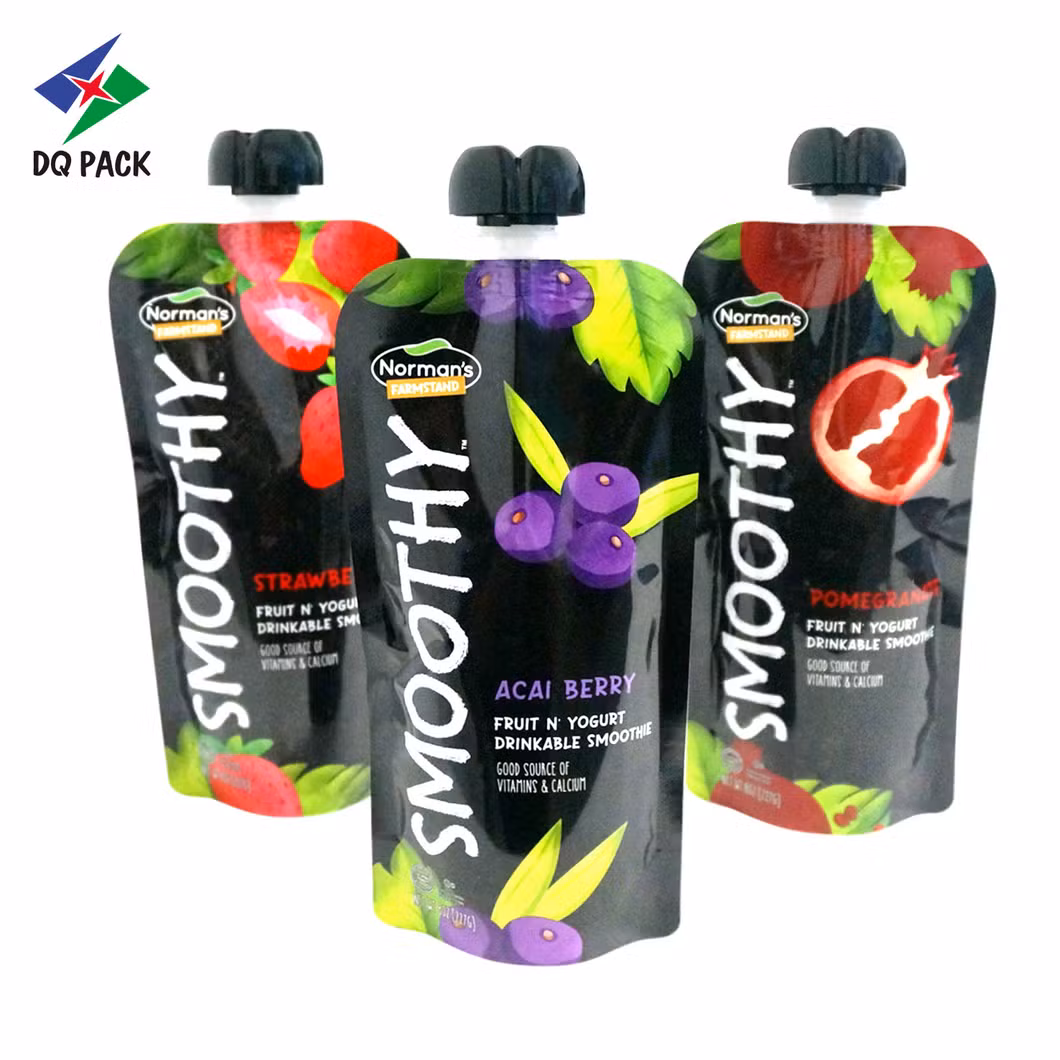 Dq Pack Aluminum Foil Plastic Spout Bag Wholesale High Quality Stand up Packaging Bags with Spout Baby Food Bag for Juice Packaging