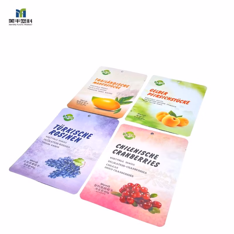 Custom Gravure Printing Aluminum Foil Snack Chips Nut Packaging Hang Hole Zipper Stand up Pouch Doypack