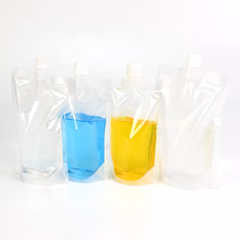 Transparent or Custom Printed Doypack Snacks Packing Sauce Liquid Drink Juice Jelly Milk Yogurt Food Packaging Stand up Spout Pouch Bag with Spout Plastic Pouch