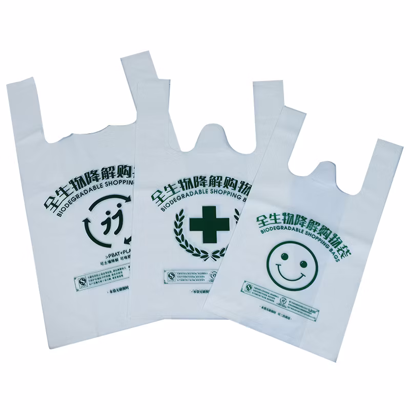 Fully Biodegradable Plastic Shopping Bags with Customizable Logo