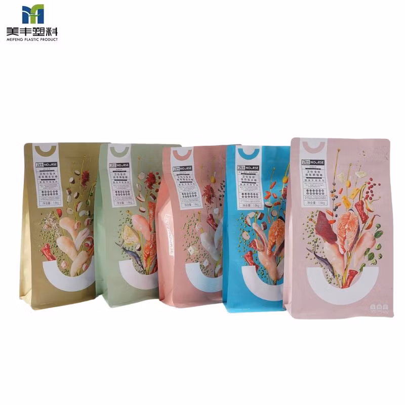 Aluminum Foil Eco Friendly Pet Dog Cat Animal Dried Fruit Coffee Zip Lock Flat Bottom Zipper Food Plastic Paper Packaging Stand up Pouch Bag