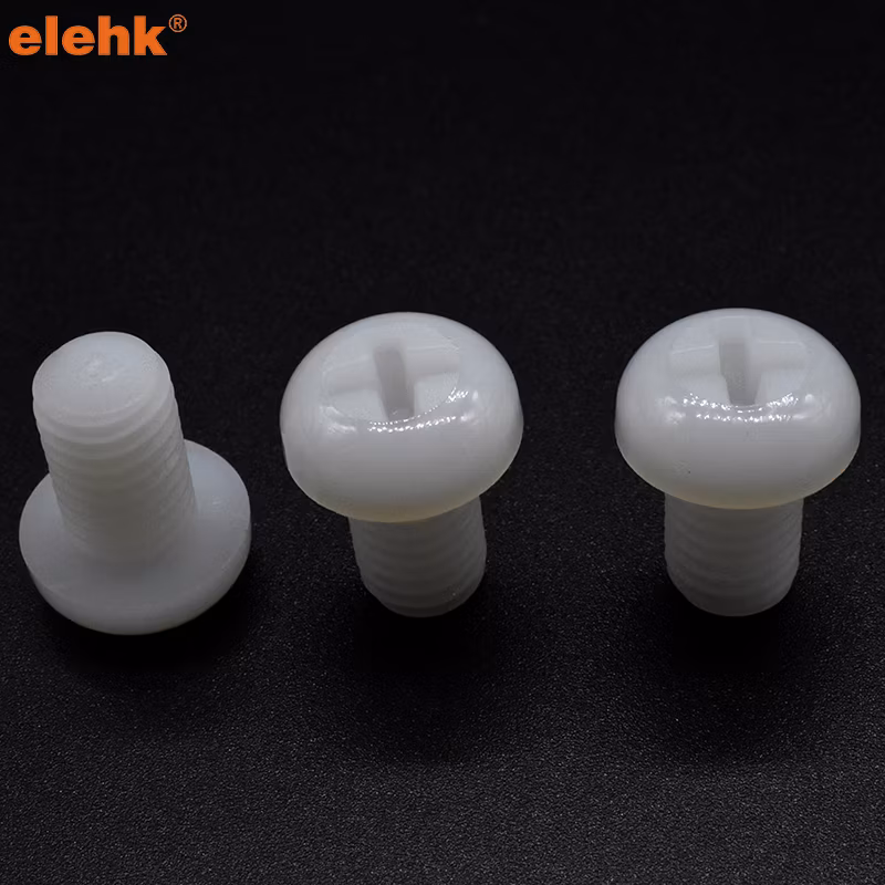 Cheese Head Slotted M6 Nylon (Polyamide) 40 mm Length Nylon Screw Bolt Nut