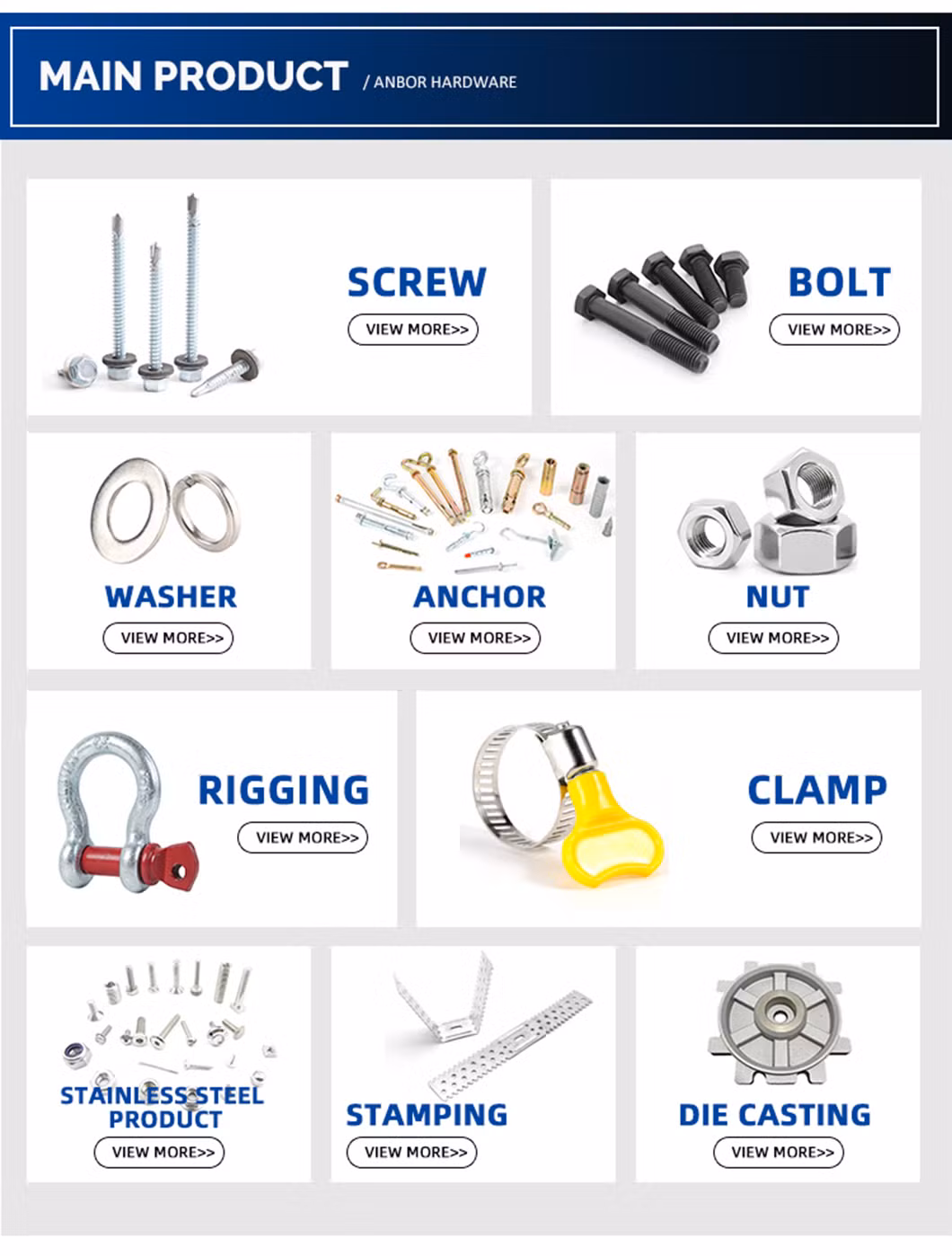 Factory Price M6 M8 M10 M12 M14 Full Threaded Anchor Masonry Heavy Duty Concrete Screw Anchor Bolt Concrete Bolts Hex Flange Wedge Bolt
