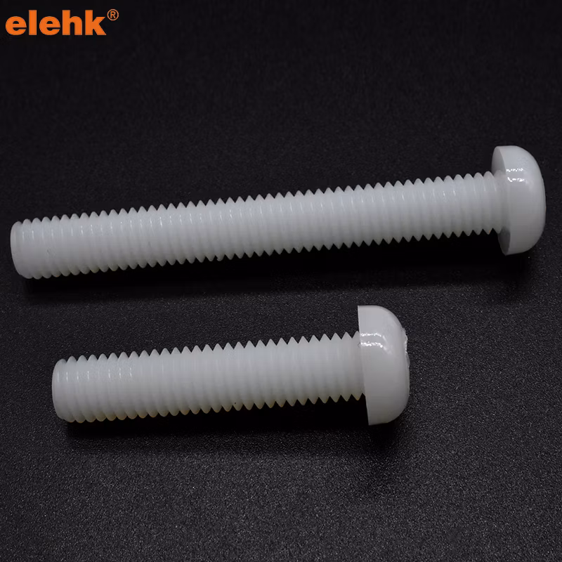 Cheese Head Slotted M6 Nylon (Polyamide) 40 mm Length Nylon Screw Bolt Nut