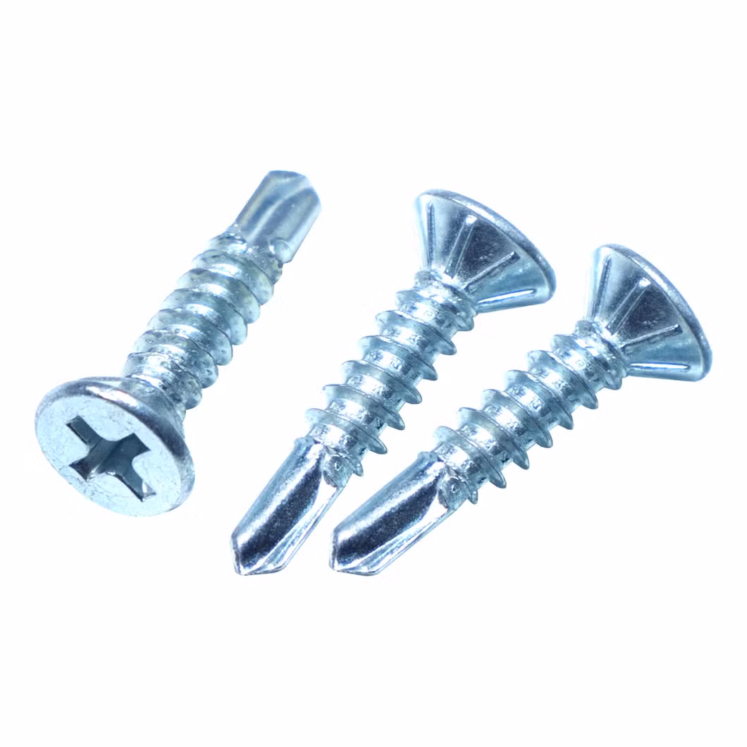 Screws for Window or Door Frames DIN7504 Metal Tornillo #7-19x3/4&quot; Phillips Recess Countersunk Head Zinc Plated Window Screw Self Drilling Steel Framing Screws