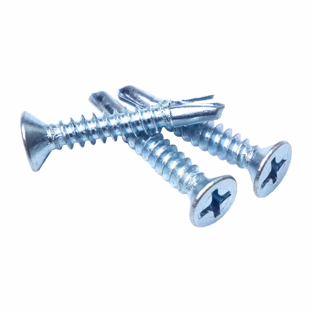 Screws for Window or Door Frames DIN7504 Metal Tornillo #7-19x3/4&quot; Phillips Recess Countersunk Head Zinc Plated Window Screw Self Drilling Steel Framing Screws