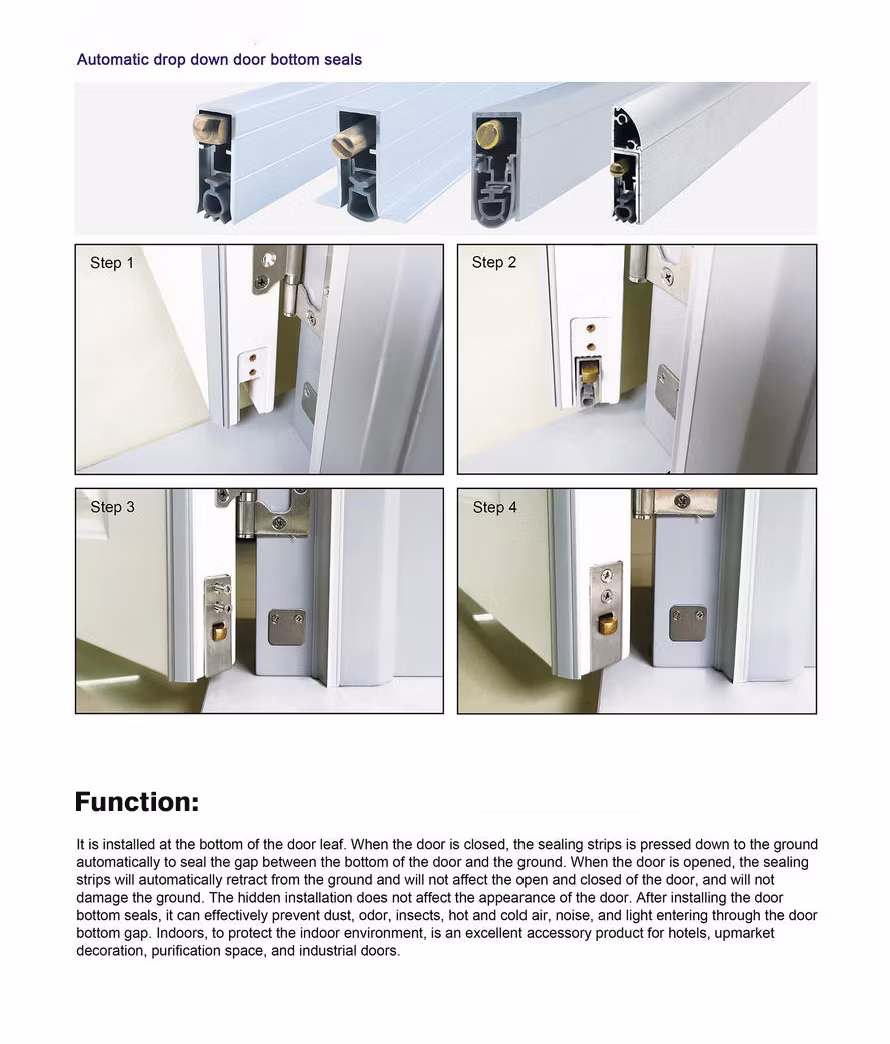Factory Direct Sale Automatic Lifting Bottom Door Seal Door Bottom Sealing Strip Concealed Automatic Bottom Sealing Strip