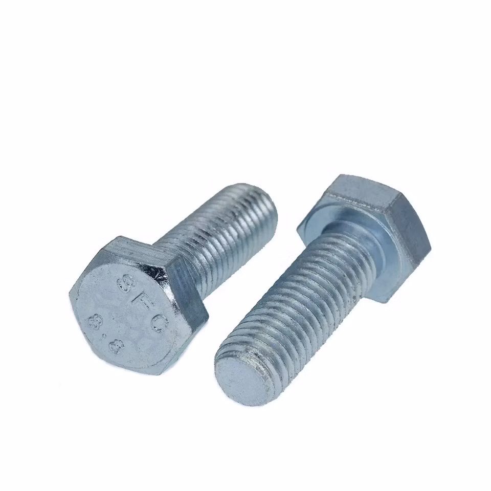 Blue White Zinc Bolts Plated Carbon Steel Hexagon Headed Bolt for Construction