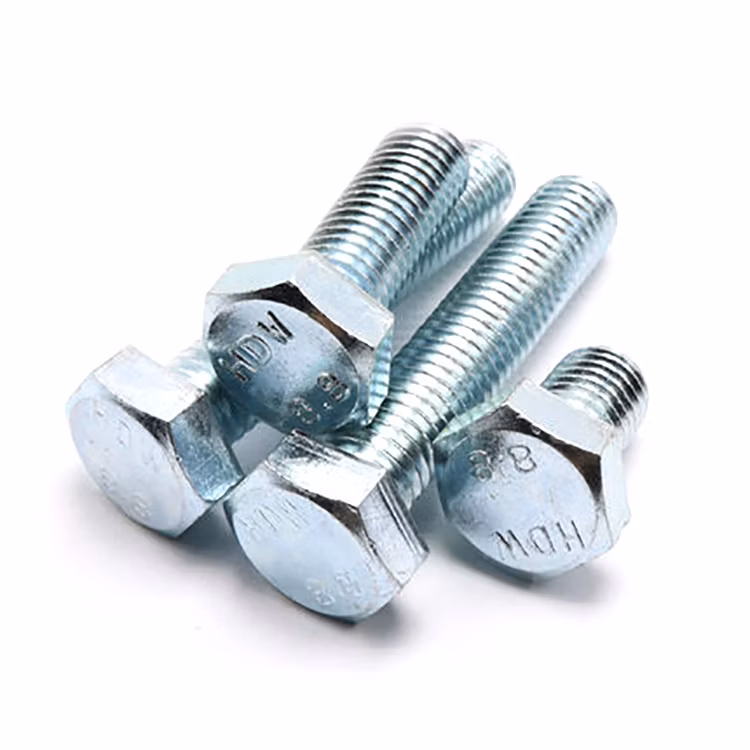 Blue White Zinc Bolts Plated Carbon Steel Hexagon Headed Bolt for Construction