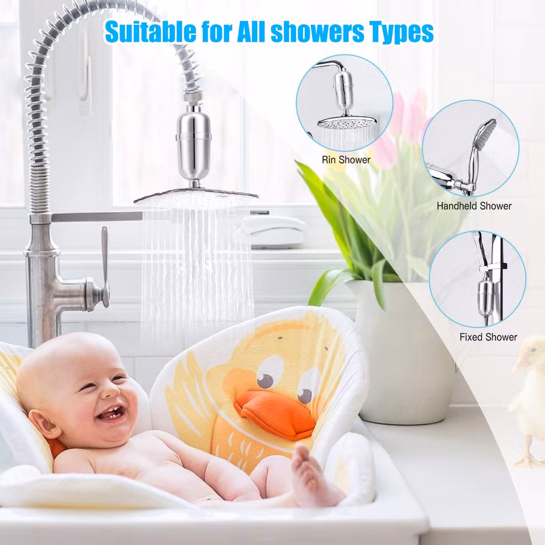 12 Stage Shower Head Filter Removes Chlorine and Heavy Metals