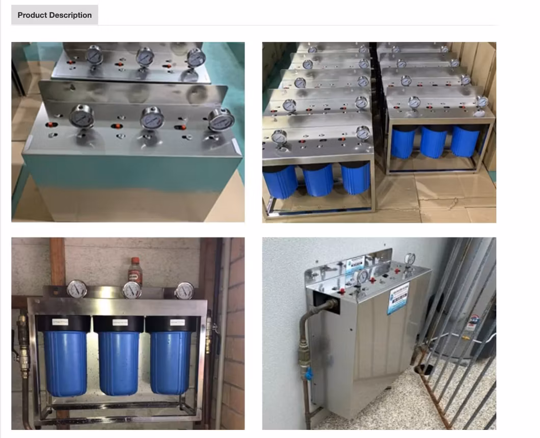 Complete Whole House Water Purification Filter System 20&prime;&prime; X 4.5&prime;&prime; Triple Big Blue 3 Stages with Stainless Steel Cover
