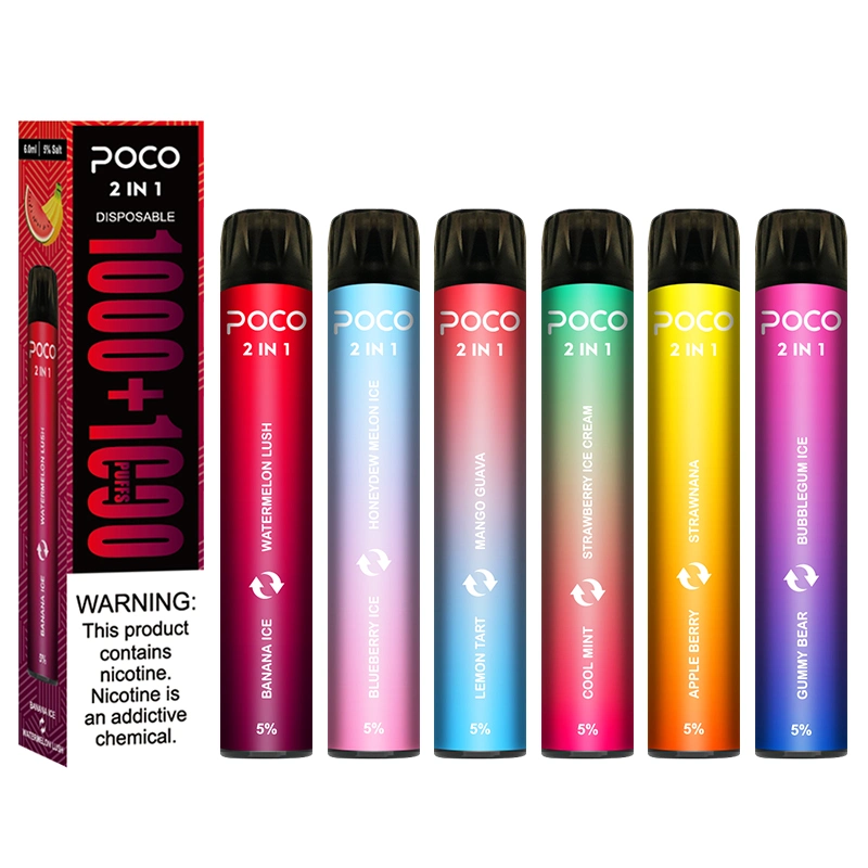 Dual Flavors 6ml Electronic Cigarette 2000 Puffs Vapes Kit Poco 2 in 1 Disposable Vape Pen with 5% Nicotine