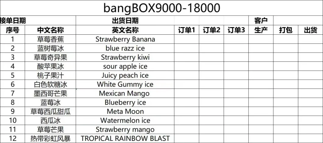 Bang Box 9000- 18000 Puffs Original Wholesale Disposable I Vape Randm Tornado LED Vape Vape 0%2%3%5% Geek, Double Flavor Adjustable Bar Best Seller