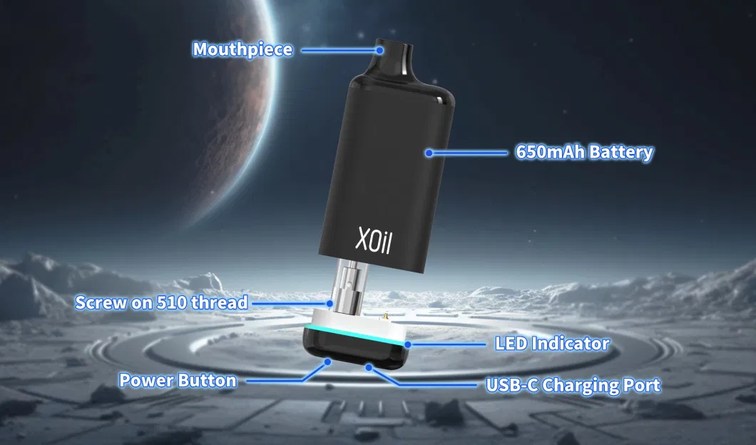 0.5/1/2ml Cartridges Battery Xoil Magic Disposable Cigarette Rechargeable Vape 3.2-3.6V 650mAh with USA Ca Warehouse