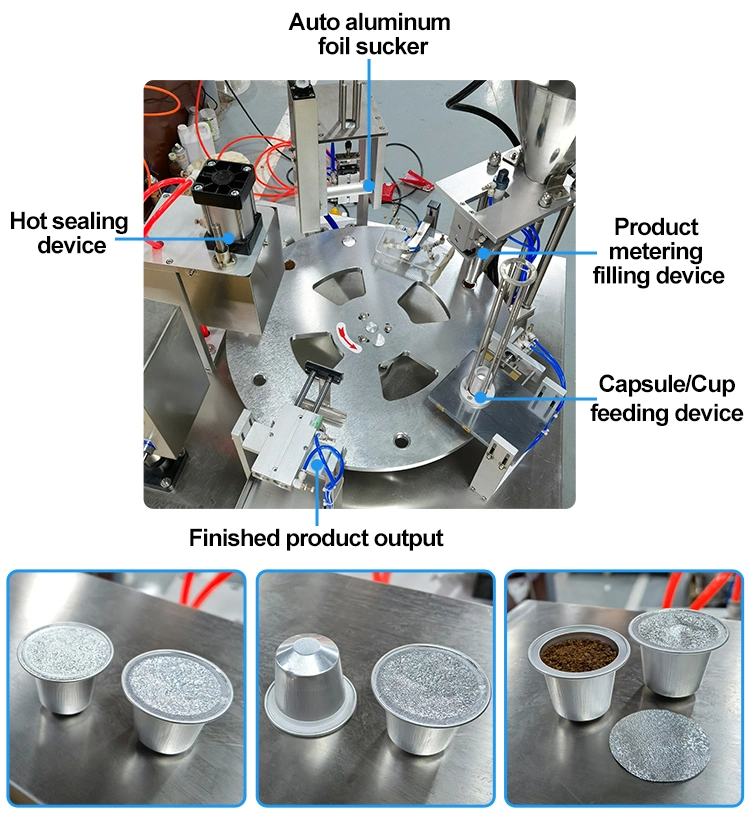 Hot Sales Automatic Rotary Nespresso Coffee Capsule Filling Sealing Machine Powder Cup Filling and Sealing Machine Coffee Capsule Pods Packing Machine