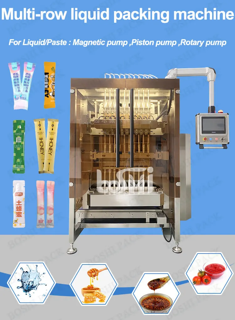 Hot Sell 4 Lane 6 Lane Multiple Straw Chili Oil Ginger Garlic Paste Filling Machine Chilli Sauce Sachet Oil Packing Machine