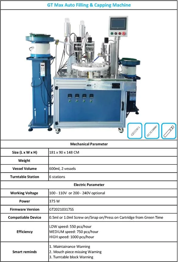 High Precision Vape Oil Filling Machine Touch Screen for Injection of 510 Thread Vape Cartridges