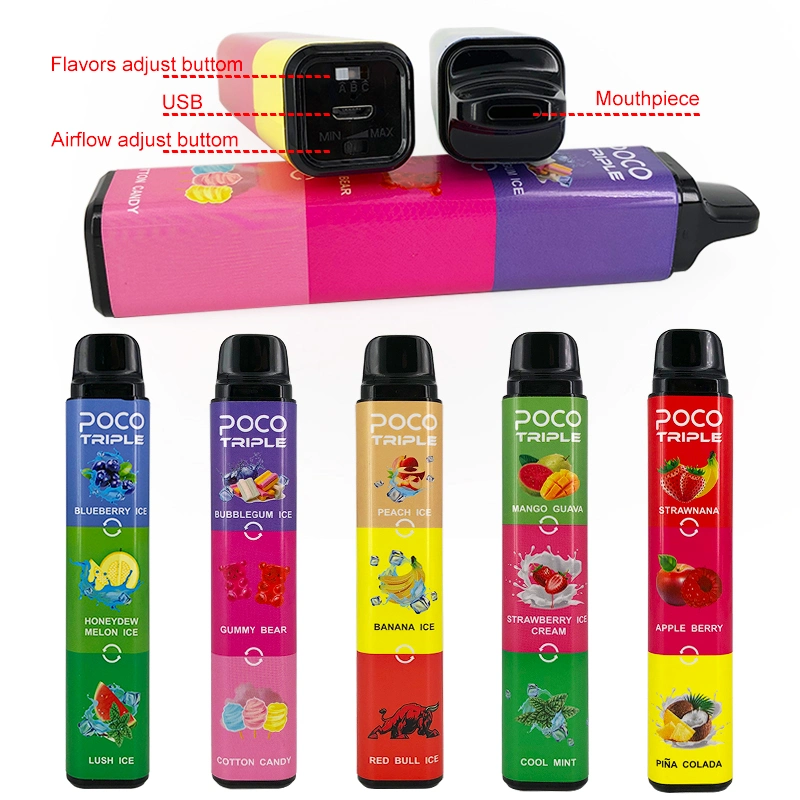 Hot Selling 3 in 1 Disposable Vape Pen 3600 Puffs Electronic Cigarette with 5 Fruit Flavors