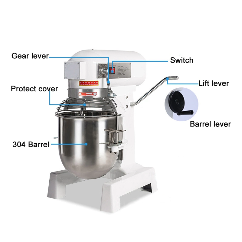 10L Commercial Planetary Mixer with Whisk, Spatula and Hook Preparation of Creams and Sauces, Kneading Dough 1kg Dough