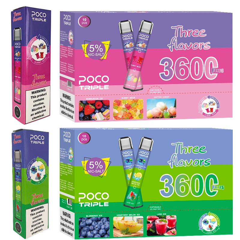 3 Flavors in 1 Device Poco Triple 3600 Puffs Vapes Kit 1000mAh Battery Capacity Disposable Vape Pen