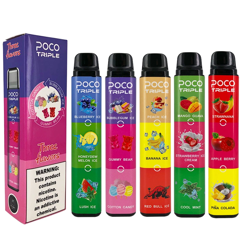 3 Flavors in 1 Device Poco Triple 3600 Puffs Vapes Kit 1000mAh Battery Capacity Disposable Vape Pen