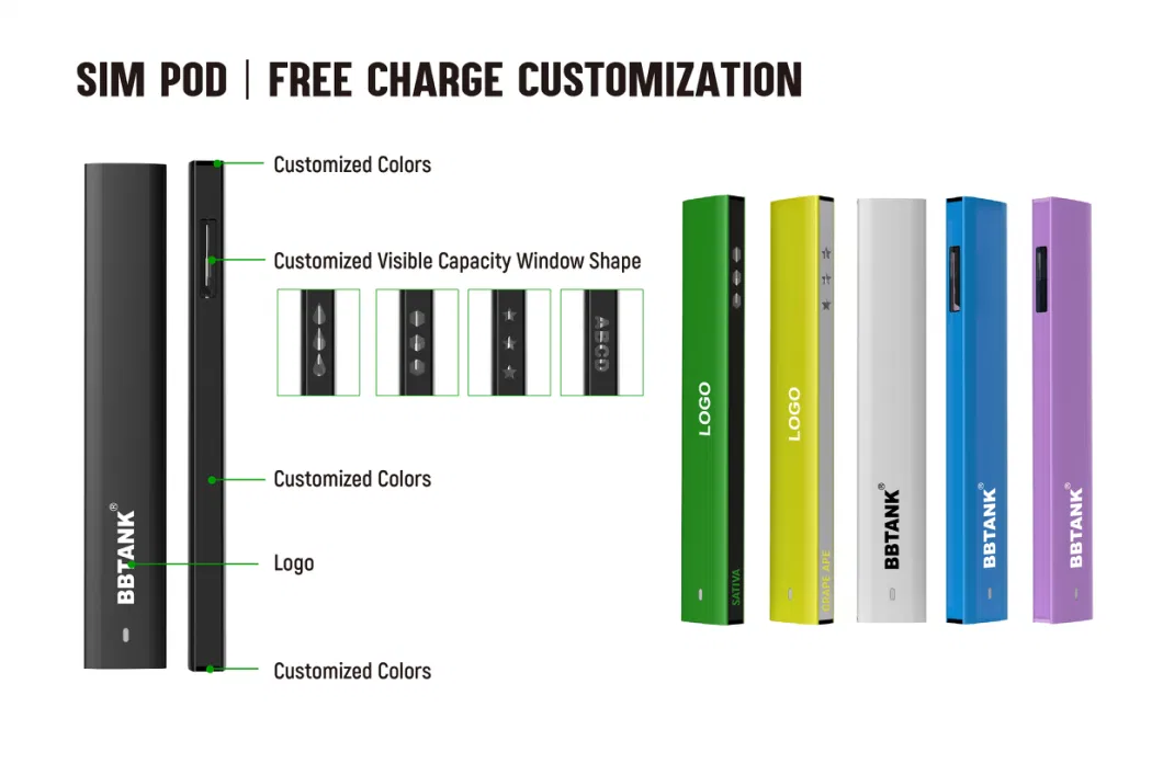 Bbtank Recharge Battery Thick Oil Cartridge Disposable Glass Vape Pen Atomizer Pod Cartridg