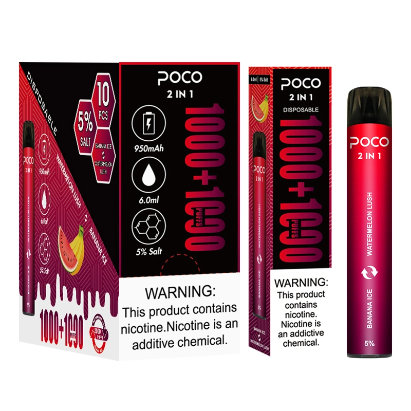 Newest 6ml Capacity Vapes 2000 Puffs Poco 2 in 1 Disposable Vape Pen for Wholesale