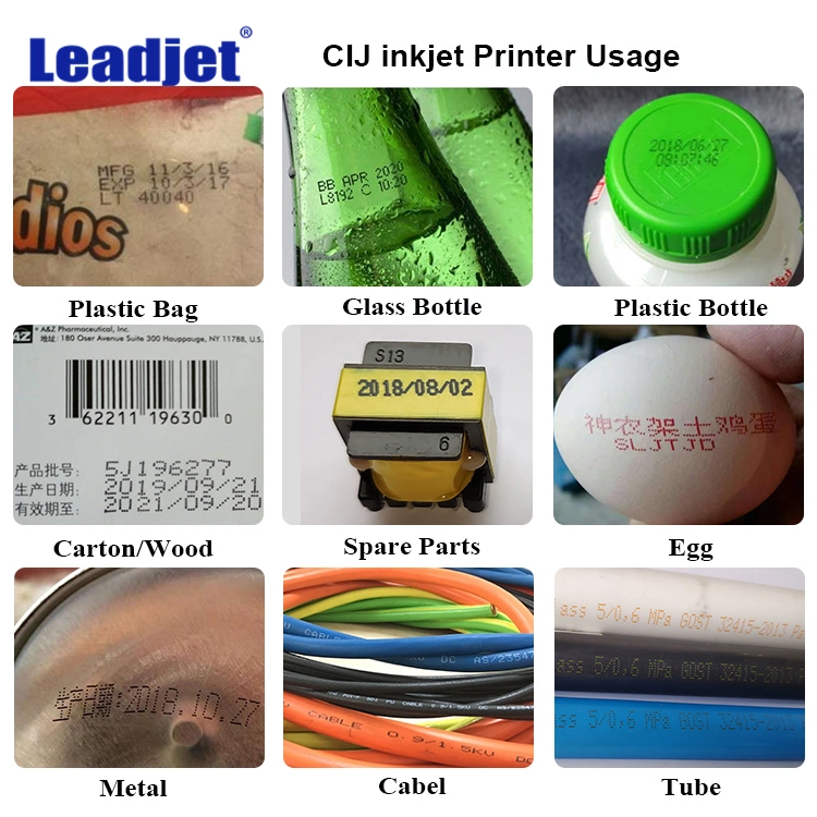 Refilling Ink Cartridge Batch Number and Expiry Date Inkjet Printer for Bottles and Food Package Simpler Operation No Leakage