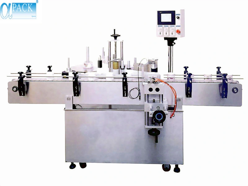 Full Automatic Round Fixed Point Cosmetic Bottle Sticker Mineral Water/Washing/Rinsing Bottling Filling Capping Label/Labeling Packing/Package Machine (ALB-510)