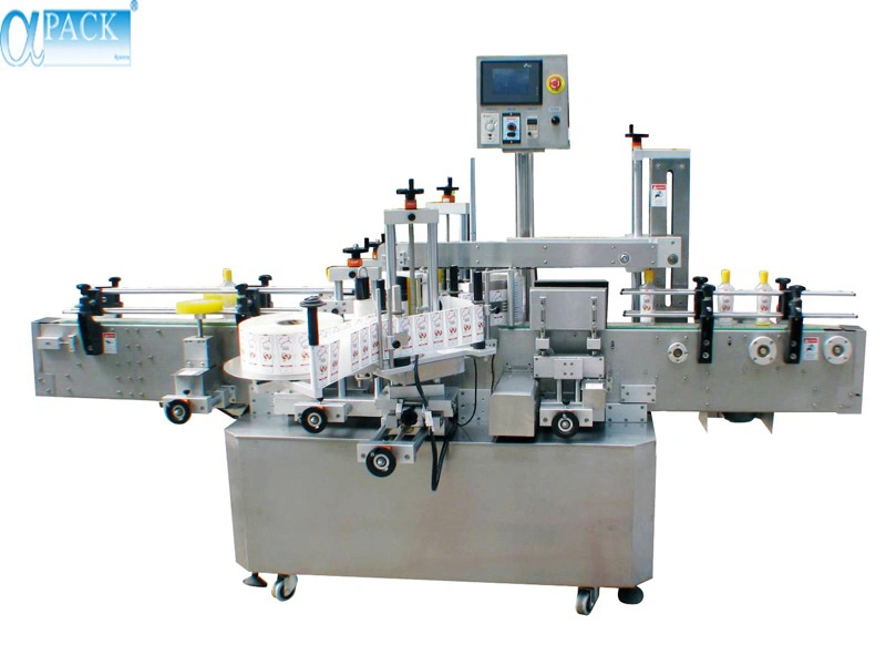 Full Automatic Round Fixed Point Cosmetic Bottle Sticker Mineral Water/Washing/Rinsing Bottling Filling Capping Label/Labeling Packing/Package Machine (ALB-510)