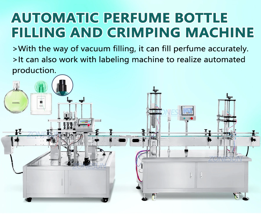 Zonesun Automatic Vacuum Liquid Cosmetic Perfume Sprayer Pump Bottle Filling Capping Machine