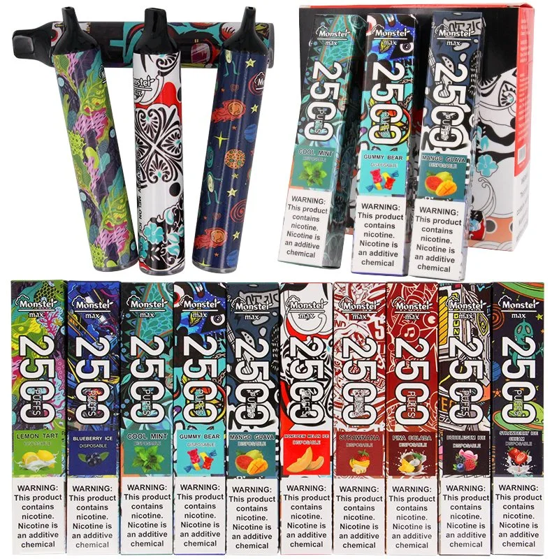 Monster Max Disposable Vapes 2500 Puffs Multiple Flavors 5% Nicotine Vape Kits with OEM Support