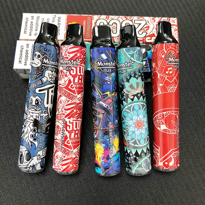 Monster Max Disposable Vapes 2500 Puffs Multiple Flavors 5% Nicotine Vape Kits with OEM Support