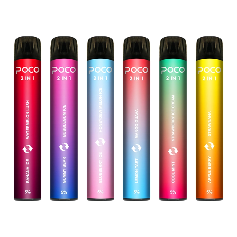 Dual Flavors 6ml Electronic Cigarette 2000 Puffs Vapes Kit Poco 2 in 1 Disposable Vape Pen with 5% Nicotine