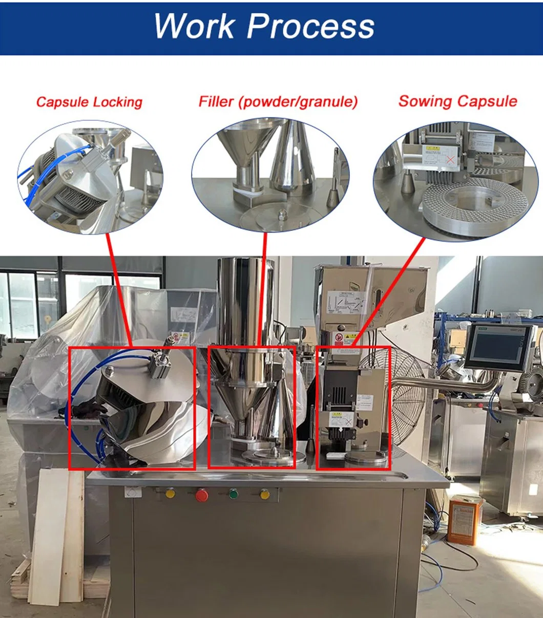 Stock Semi-Automatic Pharmaceutical Pill Powder Filler Pellets Hard Gelatin Capsule Filling Machine