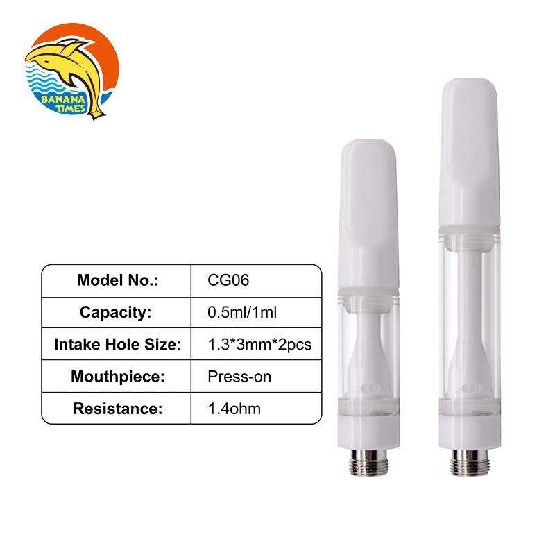 Oklahoma Original Full Ceramic 1000mg Hte Vape Pen Cartridges Cakes Empty 0.5ml Thick Oil Vape Carts Cartridge with Press Tip