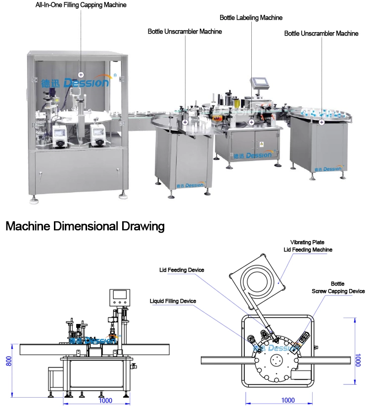 Automatic E Cartridge Vape Pen Oil Bottle Filling Capping Machine 5ml 100ml E-Liquid Oil Bottle Filling Machine E-Juice Dropper Bottle Filling Packing Machine