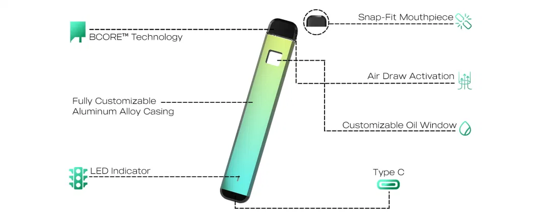 Wholesale Custom Color 2ml Preheat Empty Disposable Vape Pen Preheating Thick Oil Automizer USB C Charging Port