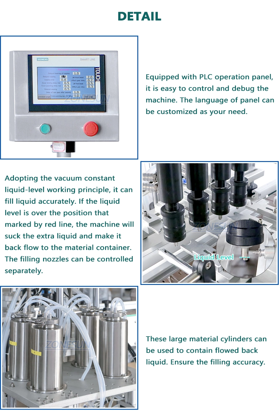 Zonesun Automatic Vacuum Liquid Cosmetic Perfume Sprayer Pump Bottle Filling Capping Machine