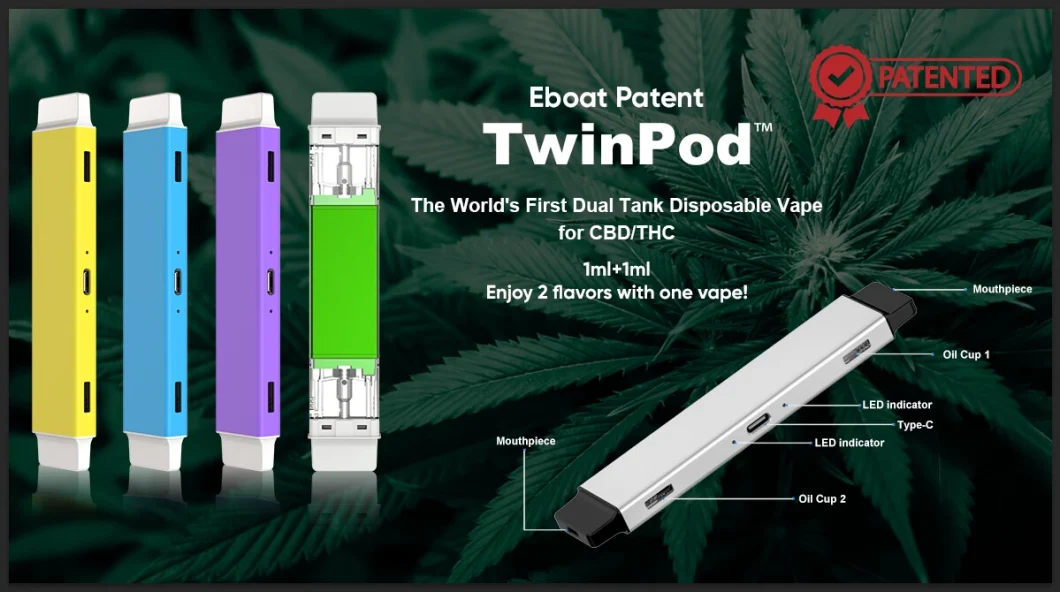 California Wholesale Disposables Dual Oil Tank CBN Vape Pen Vaporizer Thick Oil Empty Vape Pod