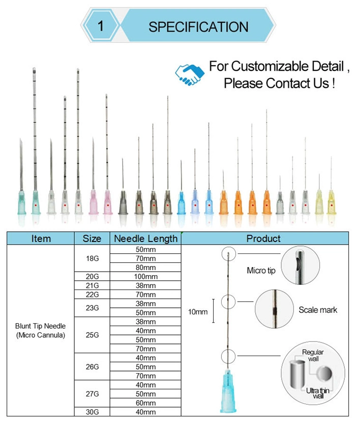 Disposable Micro Cannula Needle 27g for Filler