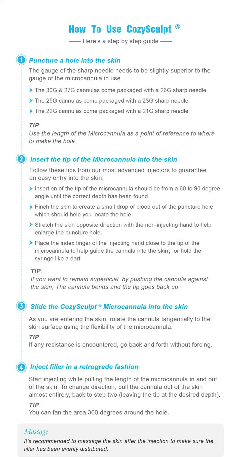 Cozysculpt Disposable Injection Needle 18g 23G Cannula 27g Micro Cannula Needle Filler