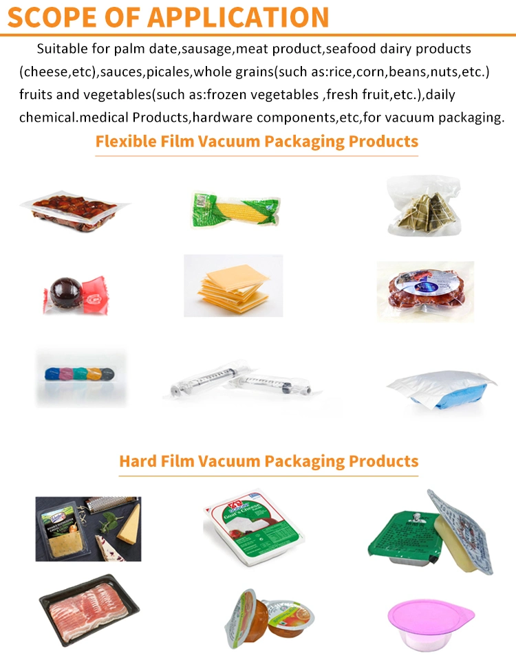 Seafood/Fish/Sausage/Meat /Cheese/Fruits/Vegetables/Sauces/Picales/Rice/Corn/Bean Automatic Nitrogen Gas Filling Thermoforming Vacuum Packing Sealing Machine