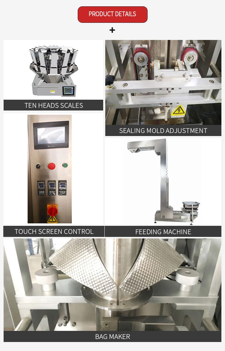 Kefai Automatic Vffs Food Weighing Packing Vacuum Vertical Forming Filling Sealing Peanut Grain Snack Chips Rice Nuts Sugar Granule Pouch Bag Packaging Machine