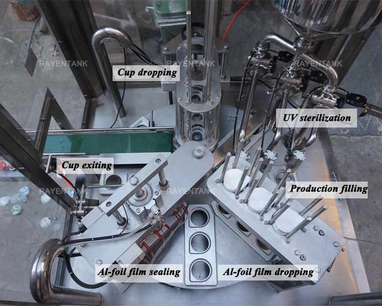 China Manufacture Stainless Steel Hemp Rotary Oil Cup Filling Sealing Machine Rotary Powder Filling Machine Rotary Filling and Sealing Machine